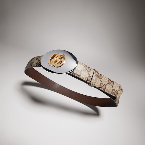 Belt with Double G plaque buckle
