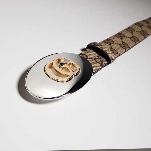 Belt with Double G plaque buckle