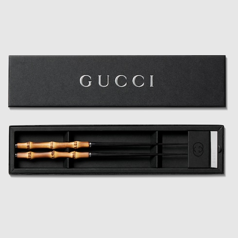 Bamboo chopsticks in ebony wood, brown bamboo | GUCCI® US