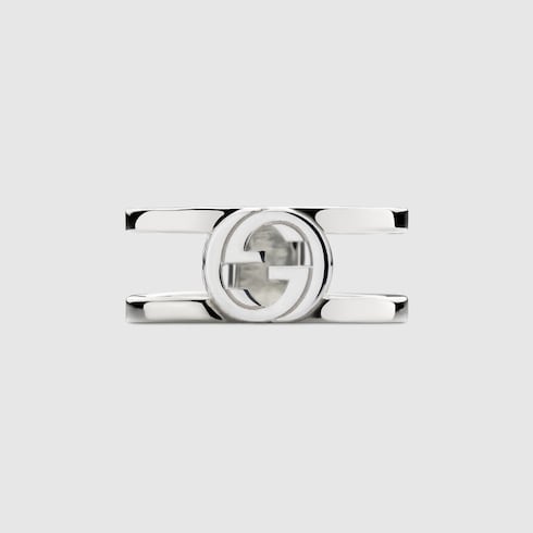 Gucci Interlocking wide ring in 925 sterling silver | GUCCI® US