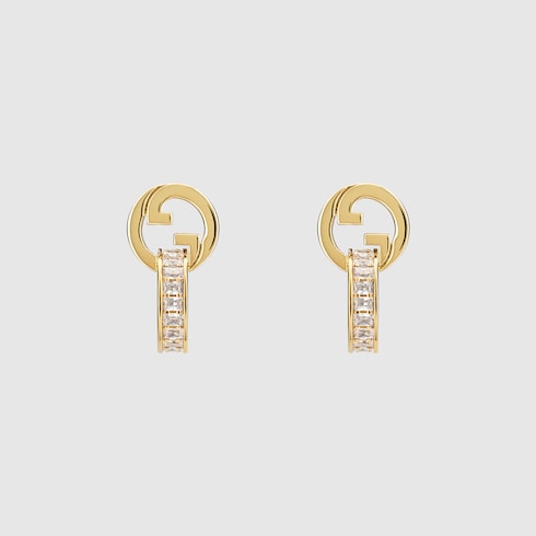Gucci Blondie intertwined crystal earrings in light gold-toned