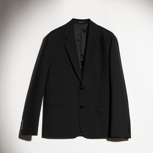 Chaqueta de lana con botonadura sencilla y GG