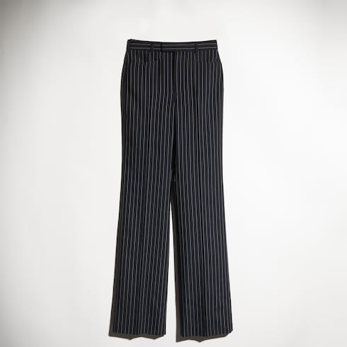 Pantalón de seda y lana con raya diplomática