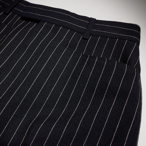 Pantalone in seta e lana gessata