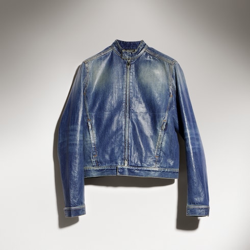 Veste en denim de coton enduit