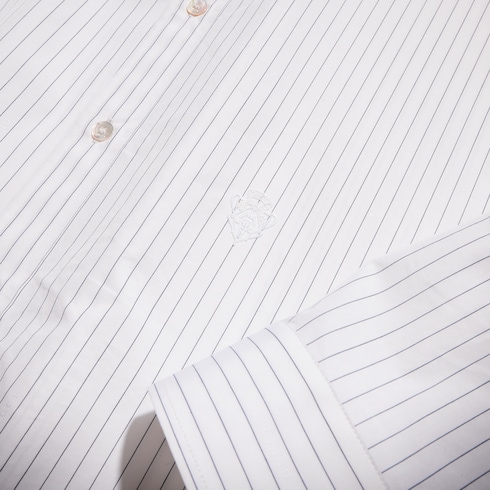 Striped cotton poplin jacquard shirt