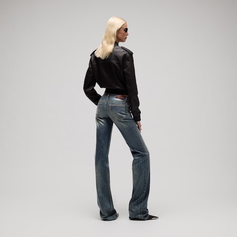 Pantalone in denim di cotone con spalmatura