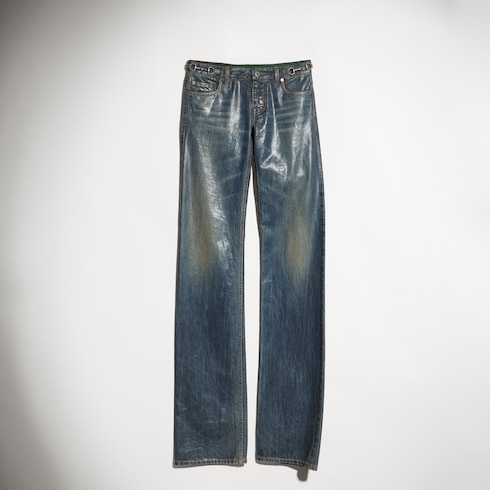 Pantalone in denim di cotone con spalmatura