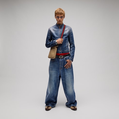 Pantalon en denim de coton enduit