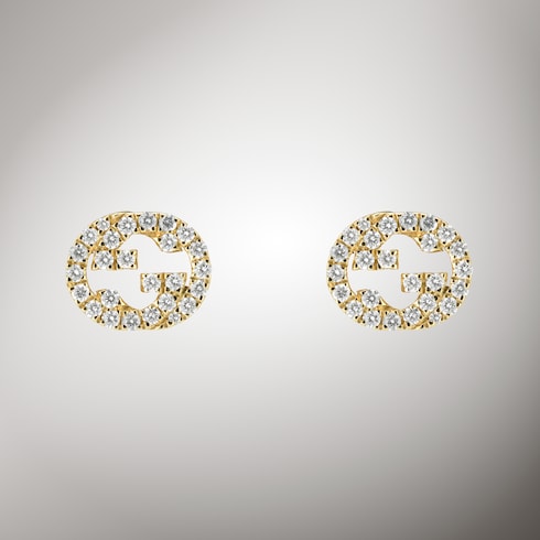 مسامير Gucci Interlocking ألماس ذهب 18