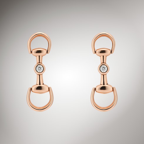 أقراط Gucci Horsebit ألماس ذهب 18