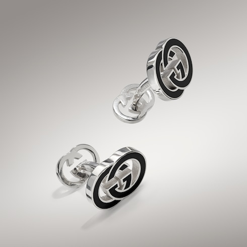 Boutons de manchette en émail Gucci Interlocking