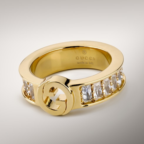 Anello a fascia larga Gucci Blondie con cristalli