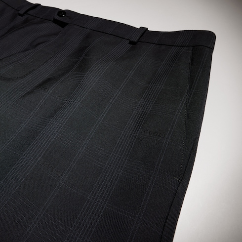 Pantalon en laine à carreaux avec Gucci fil coupé