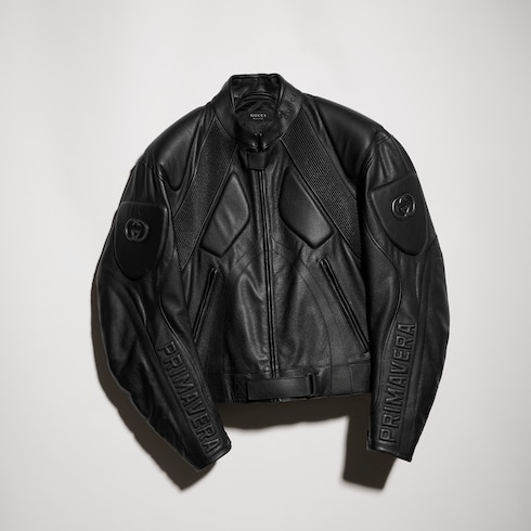 Soft grainy bull leather biker jacket