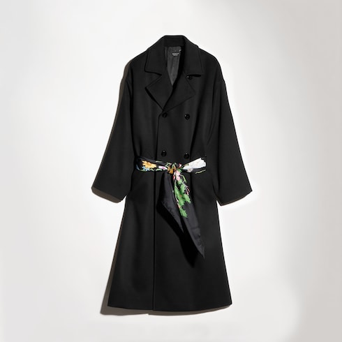 Abrigo de cashmere de lana con foulard