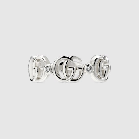 ダブルG クリスタル付きリング ・スターリングシルバー | GUCCI公式
