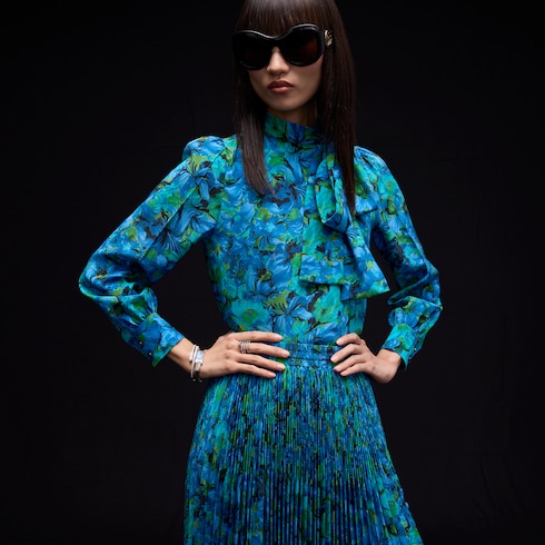 Chemise en crêpe de chine en soie imprimée