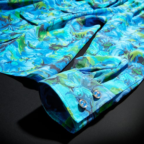 Printed silk crêpe de chine shirt in multicolor | GUCCI® US