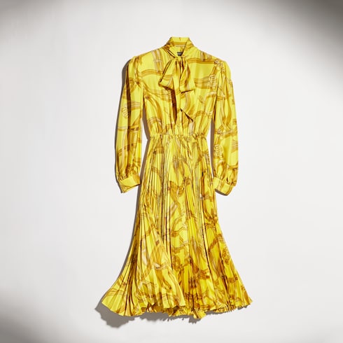 Vestido camisero de sarga de seda estampada