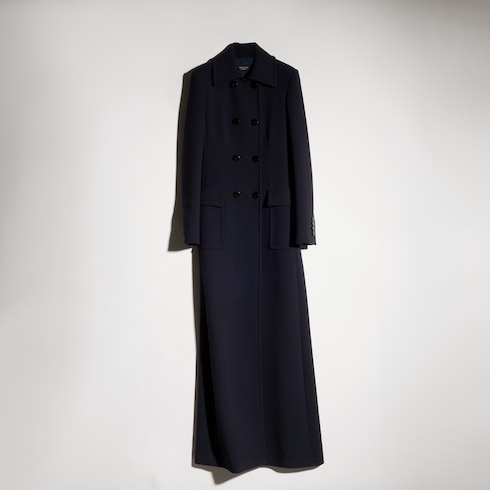 Crêpe wool long coat