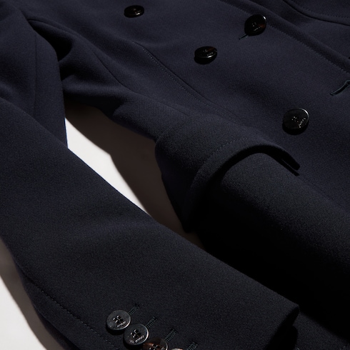 Crêpe wool long coat