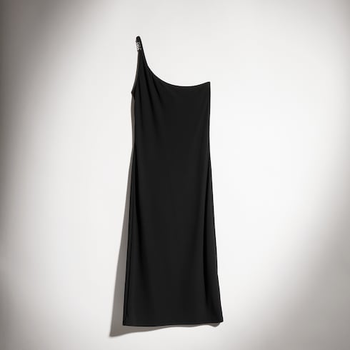 Viscose crêpe jersey one shoulder dress