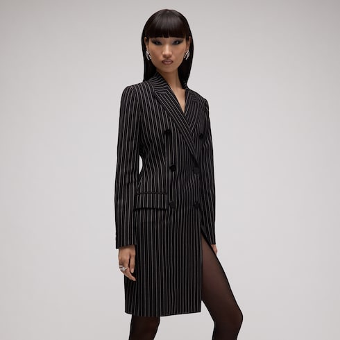 Pinstripe wool silk coat