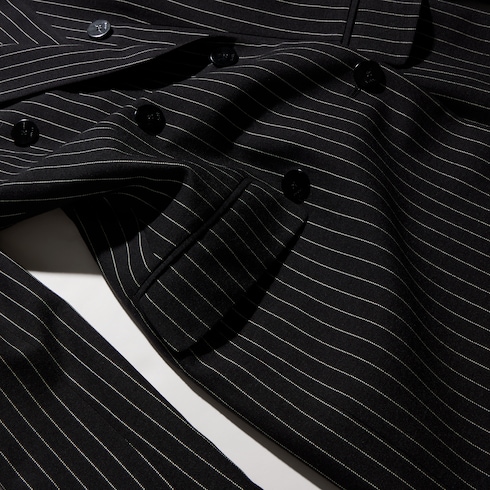 Pinstripe wool silk coat