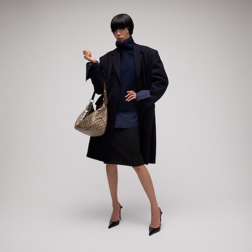 Brushed wool knit turtleneck sweater