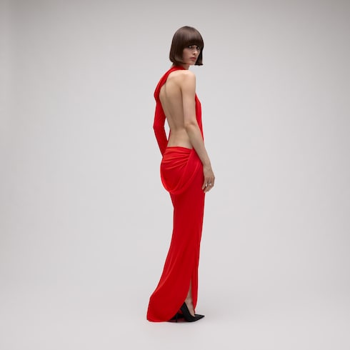 Viscose crêpe jersey long dress