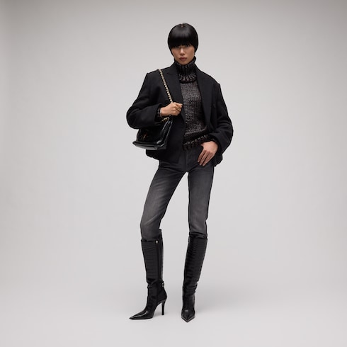 Cotton denim pants with coating