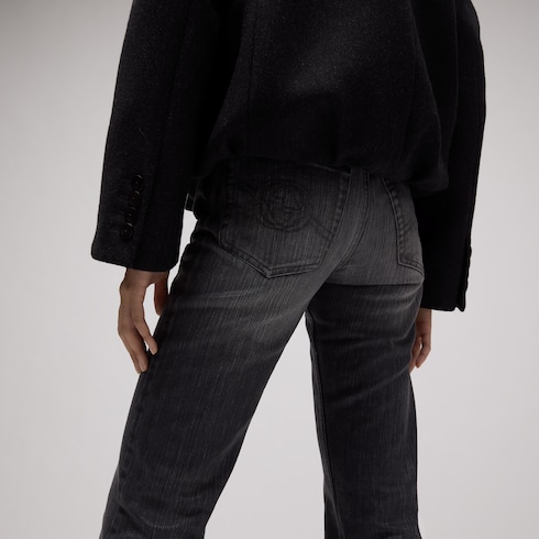 Cotton denim pants with coating