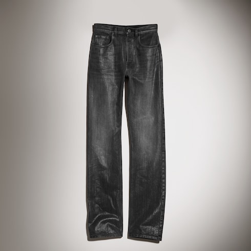 Cotton denim pants with coating