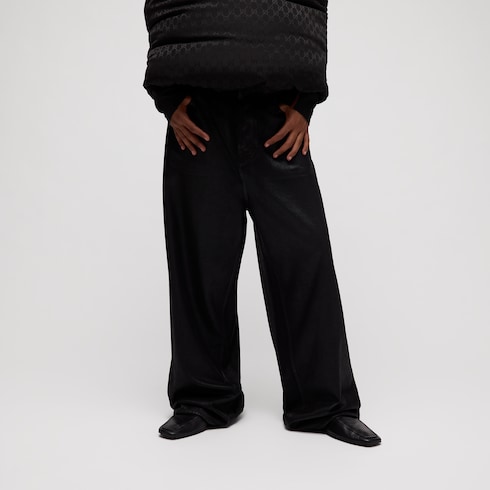 Cotton denim pants with coating