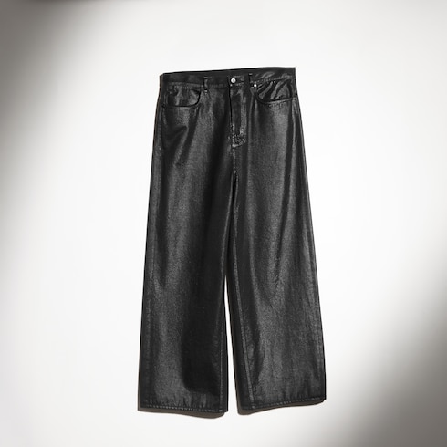 Cotton denim pants with coating