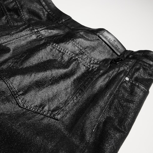 Cotton denim pants with coating