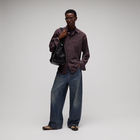 Checked washed cotton shirt