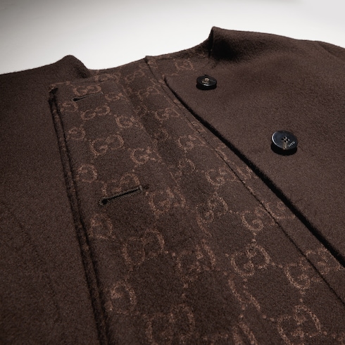 Silk wool coat with GG inside