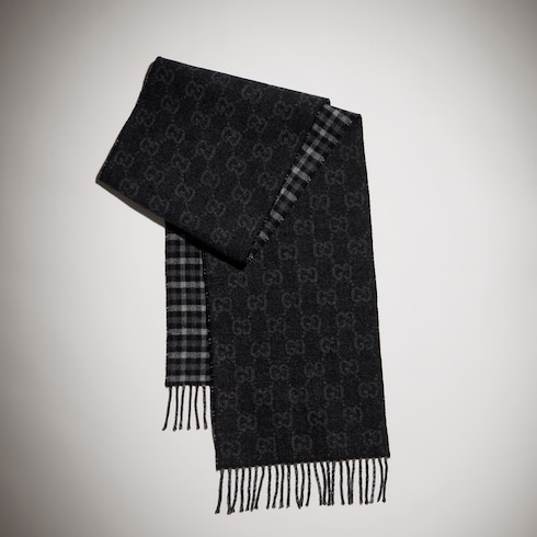 Reversible wool cashmere scarf