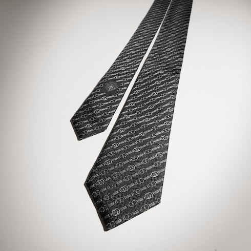 Interlocking G belt silk jacquard tie