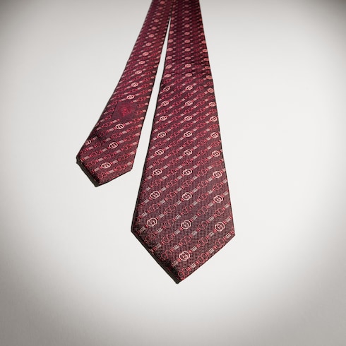 Interlocking G belt silk jacquard tie
