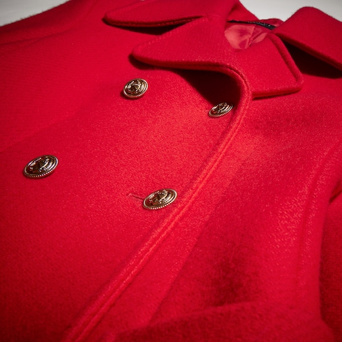 Cappotto doppiopetto in lana poliammide