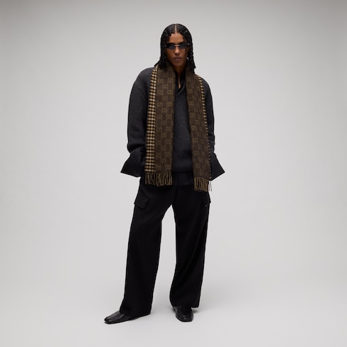Reversible wool cashmere scarf
