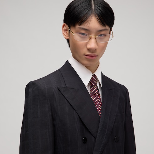 条纹马衔扣真丝提花领带