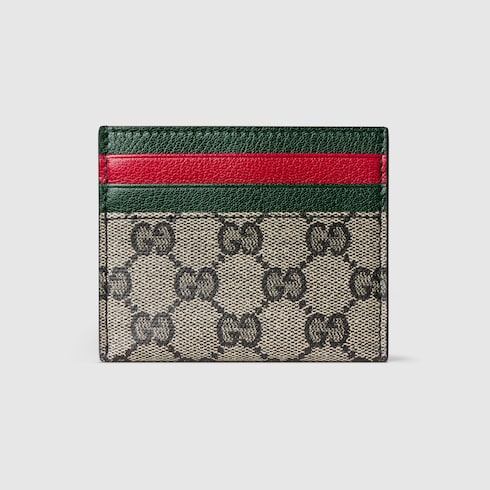 GUCCI カードケース Card case with Web card slots in beige and black GG canvas | GUCCI® US