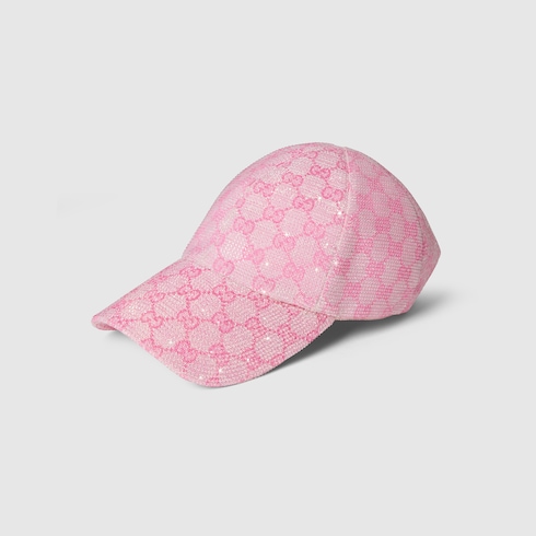 GG canvas baseball hat with crystals in light pink | GUCCI® US