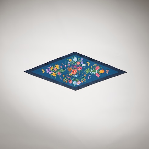Printed silk twill diamond scarf