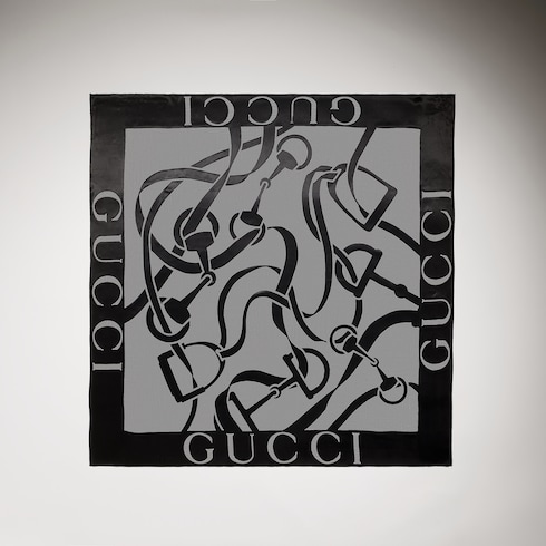 Gucci equestrian silk viscose shawl