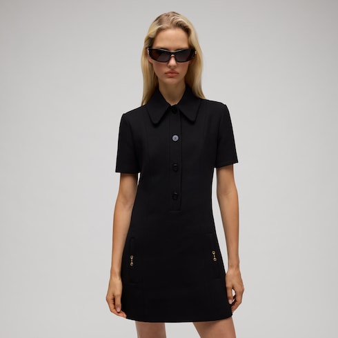 Polo vestido de crepé de lana con Horsebit